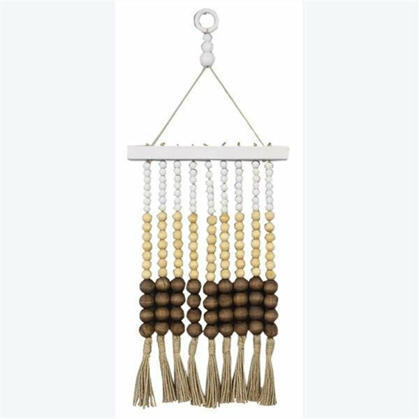Made4Mattress 24 in. Wood Long Ombre Beaded Wall Decor with Tassels MA3275486